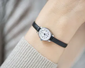 Unused micro watch for women silver shade Seagull, limited edition vintage lady watch, tiny watch feminine charm, new premium leather strap