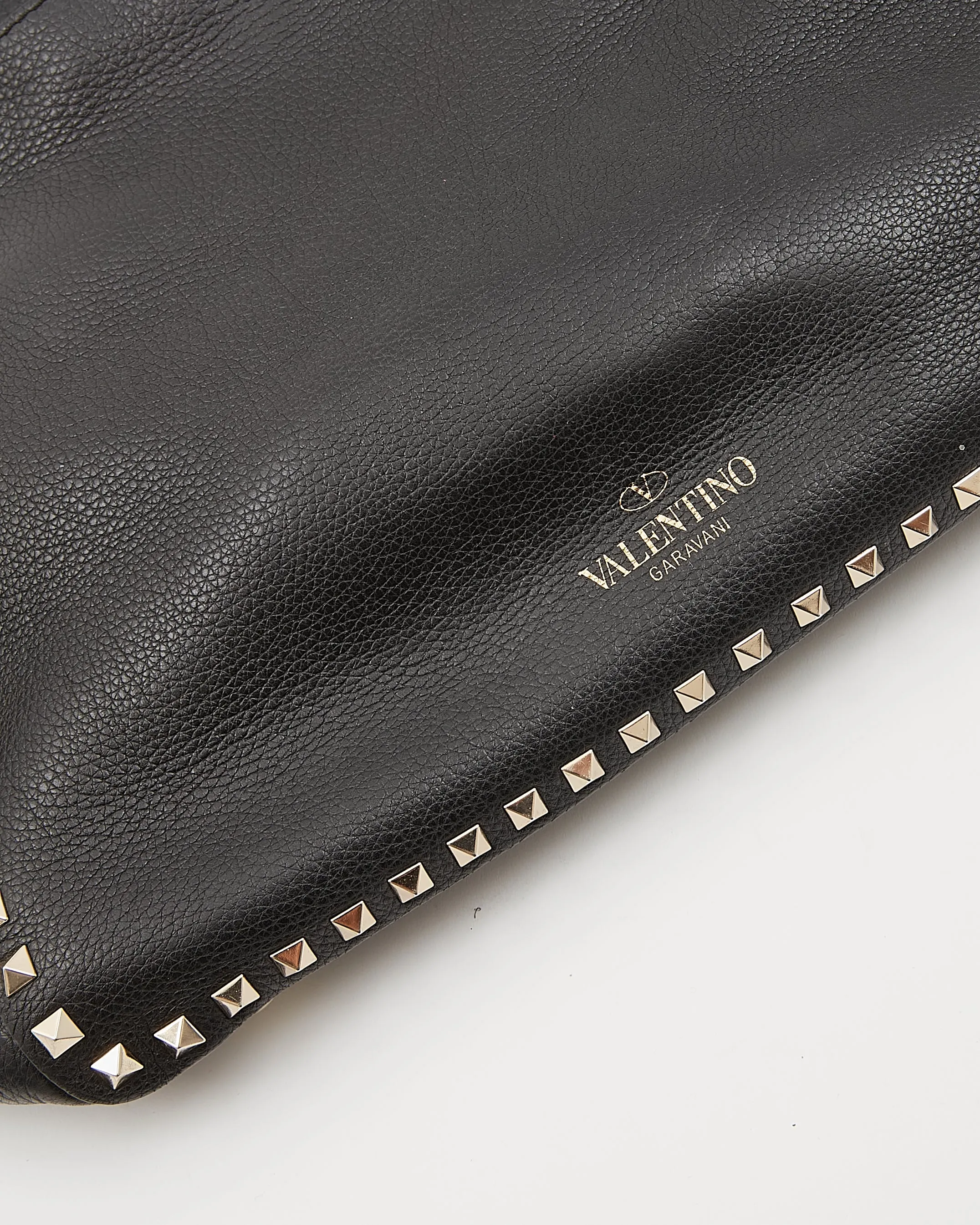 Valentino Black Leather Rockstud Tote Bag