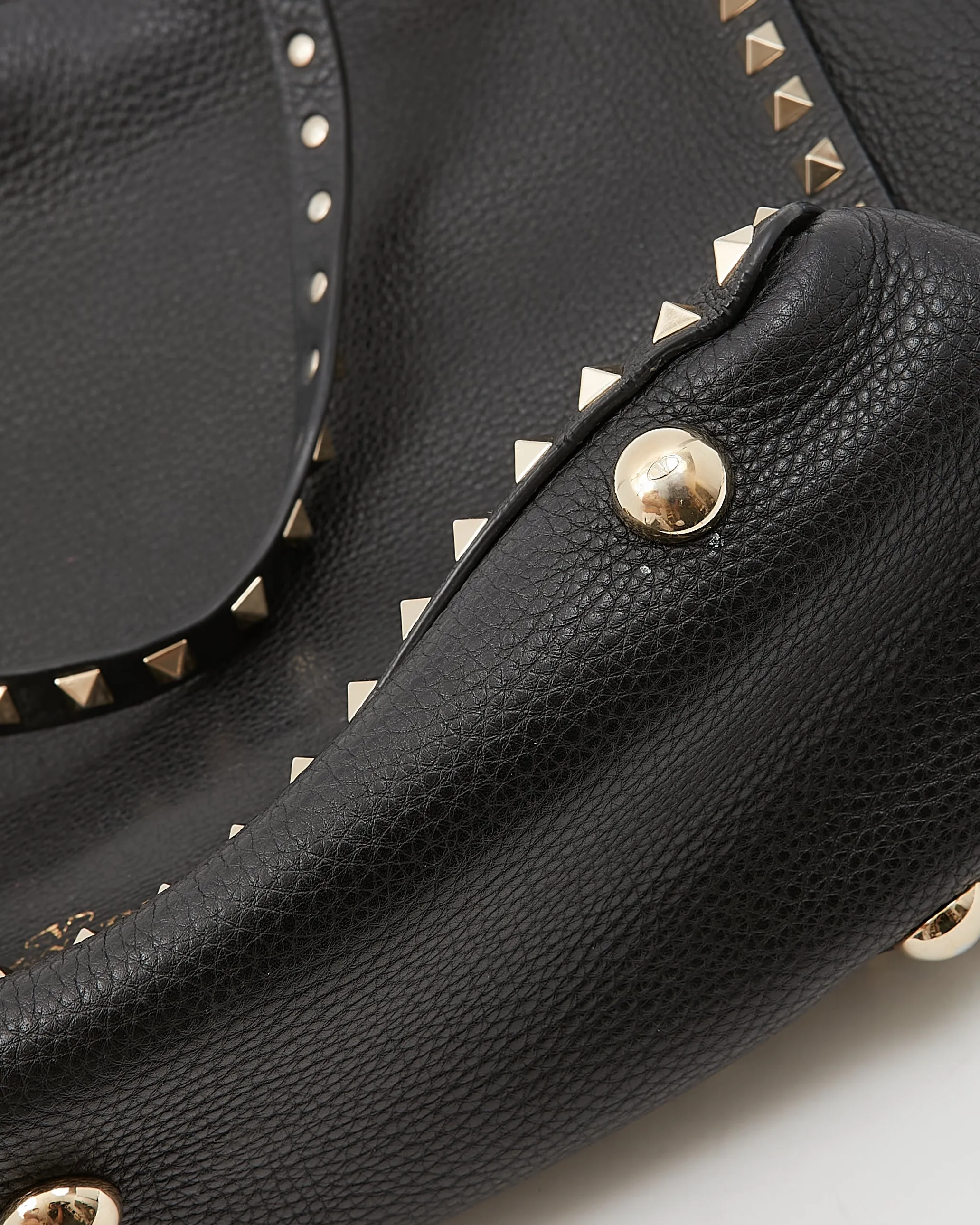 Valentino Black Leather Rockstud Tote Bag
