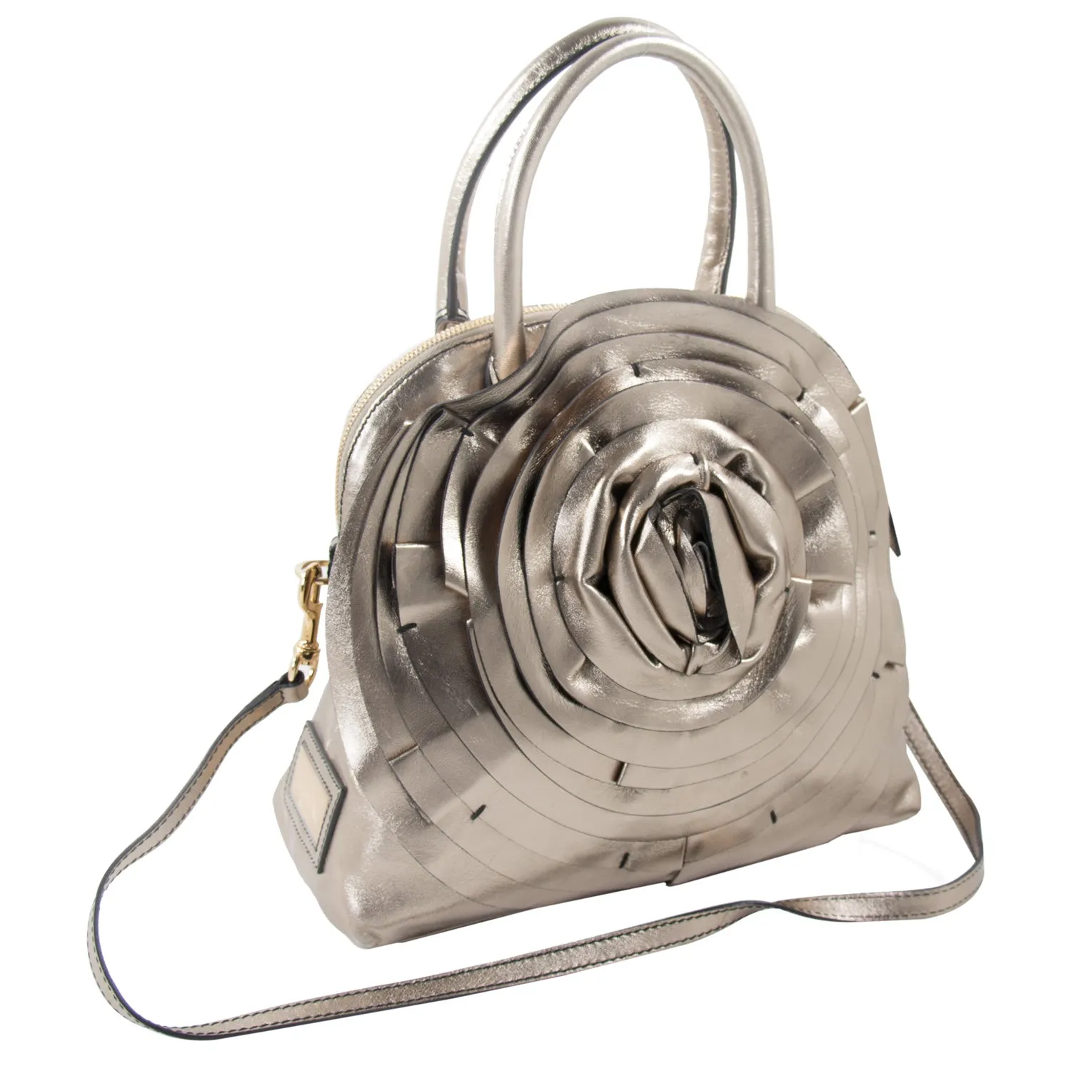 Valentino Metallic Bronze Petale Dome Bag