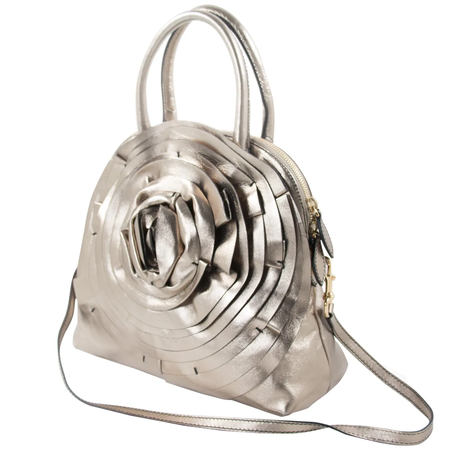 Valentino Metallic Bronze Petale Dome Bag