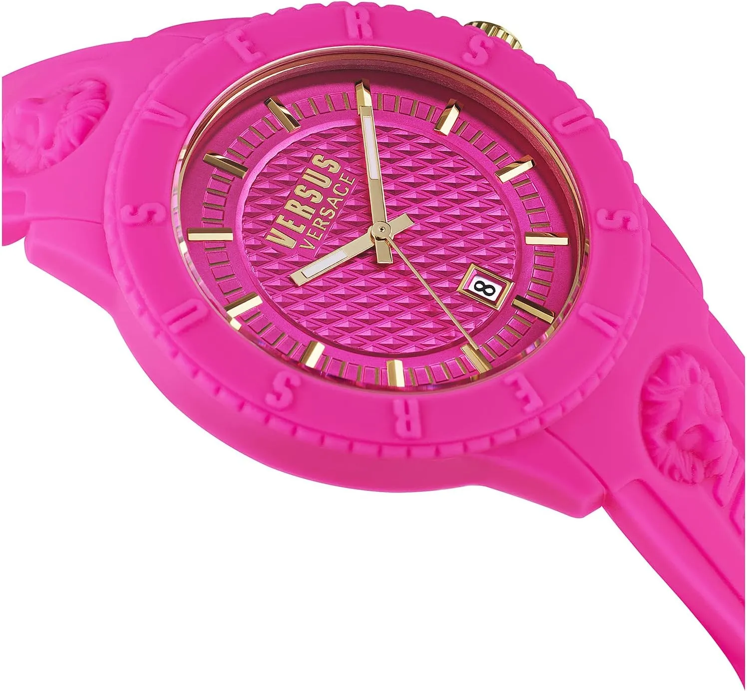 Versus Versace Mens Tokyo. Sporty Fashion Watch with Date Function. Adjustable Silicone Strap. Includes Travel Gift Pouch.