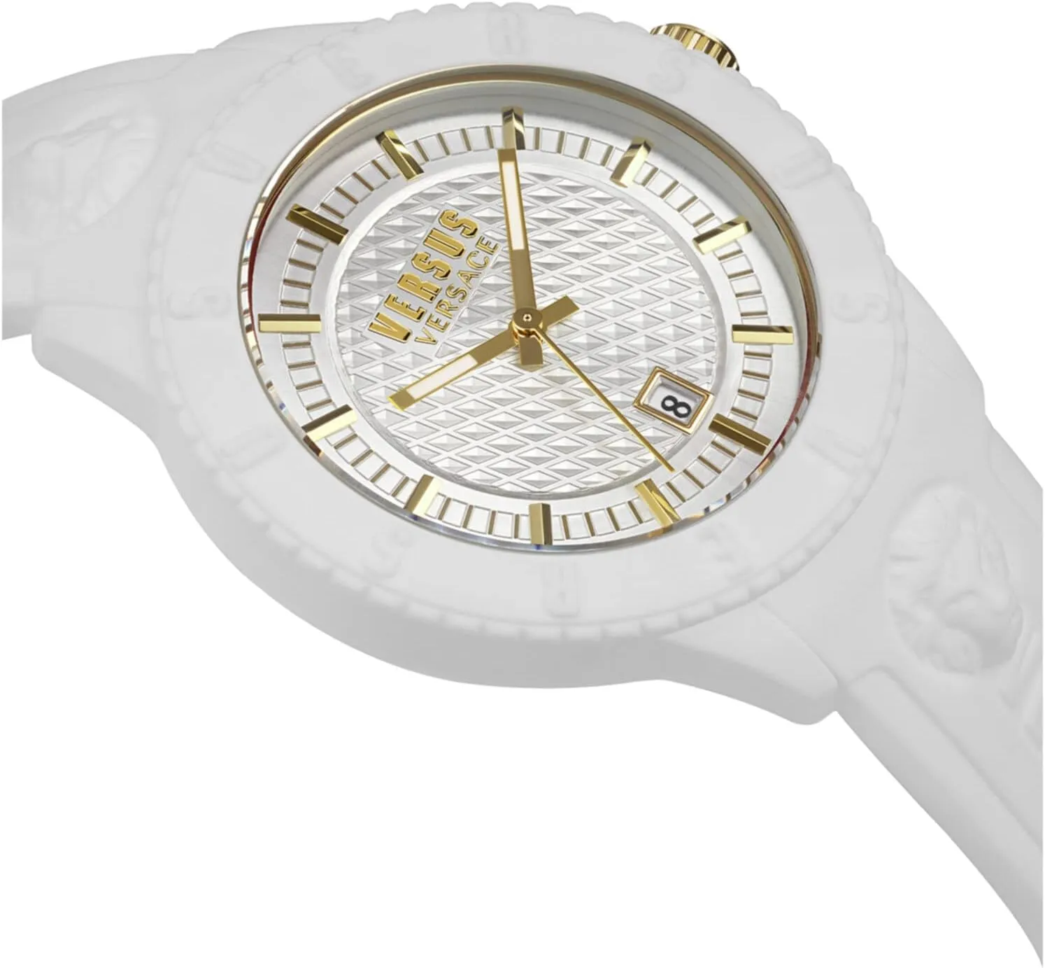 Versus Versace Mens Tokyo. Sporty Fashion Watch with Date Function. Adjustable Silicone Strap. Includes Travel Gift Pouch.