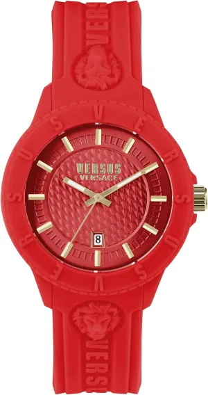 Versus Versace Mens Tokyo. Sporty Fashion Watch with Date Function. Adjustable Silicone Strap. Includes Travel Gift Pouch.