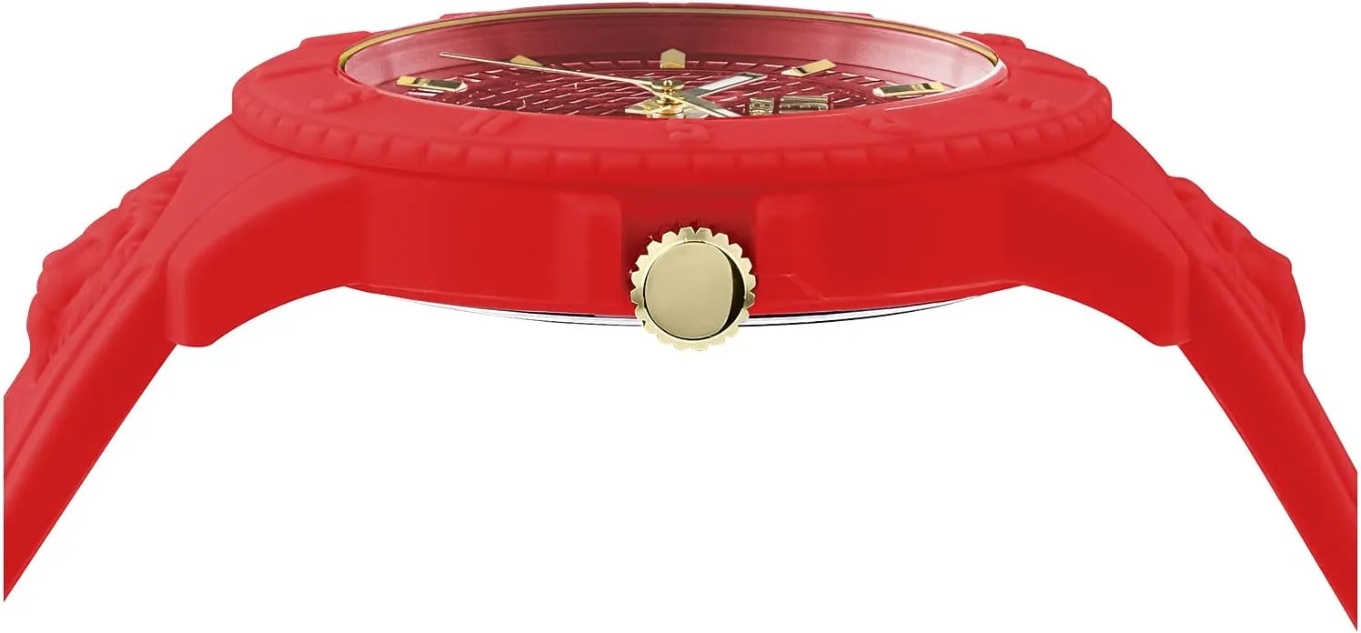 Versus Versace Mens Tokyo. Sporty Fashion Watch with Date Function. Adjustable Silicone Strap. Includes Travel Gift Pouch.
