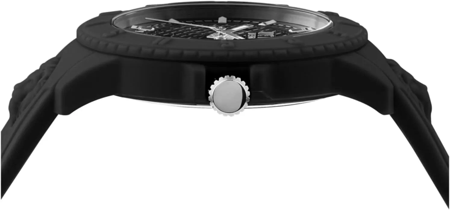 Versus Versace Mens Tokyo. Sporty Fashion Watch with Date Function. Adjustable Silicone Strap. Includes Travel Gift Pouch.