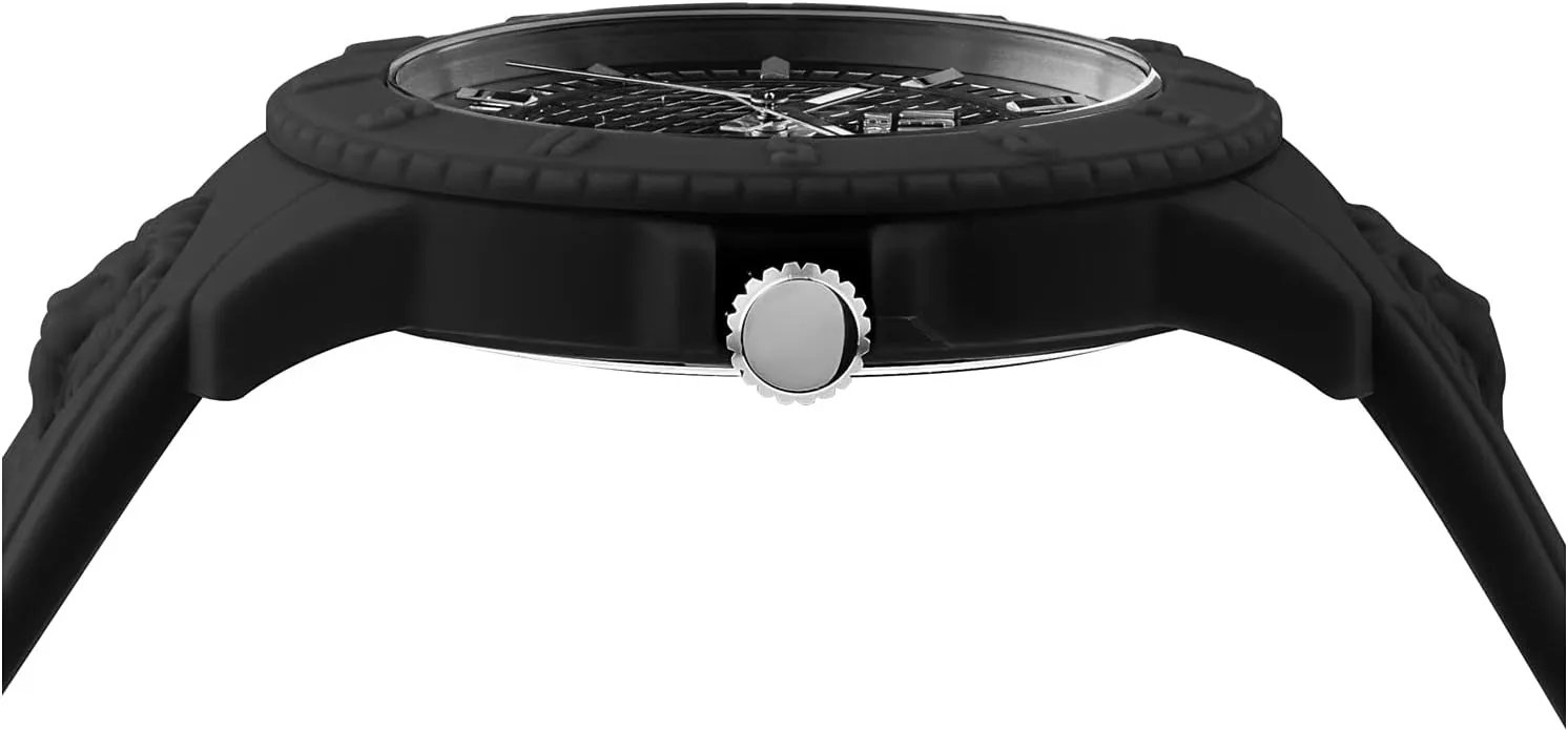 Versus Versace Mens Tokyo. Sporty Fashion Watch with Date Function. Adjustable Silicone Strap. Includes Travel Gift Pouch.