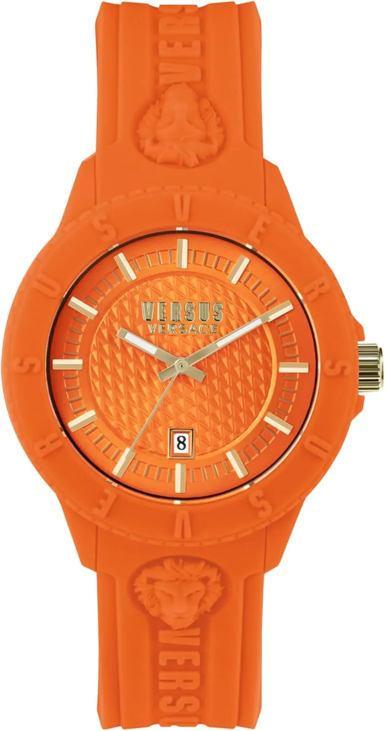 Versus Versace Mens Tokyo. Sporty Fashion Watch with Date Function. Adjustable Silicone Strap. Includes Travel Gift Pouch.