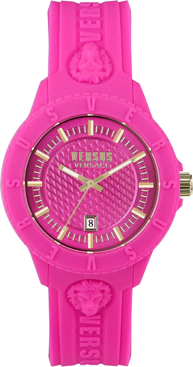 Versus Versace Mens Tokyo. Sporty Fashion Watch with Date Function. Adjustable Silicone Strap. Includes Travel Gift Pouch.