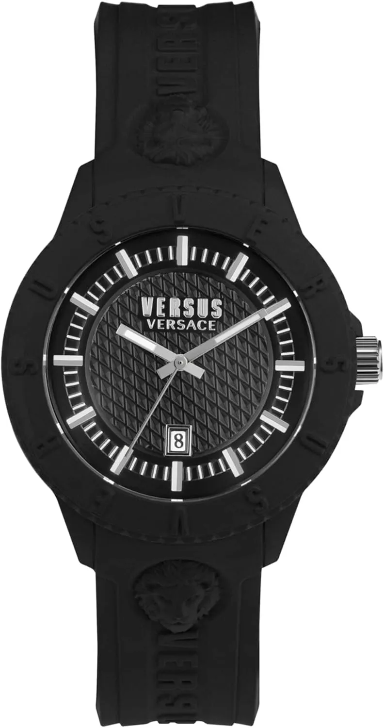 Versus Versace Mens Tokyo. Sporty Fashion Watch with Date Function. Adjustable Silicone Strap. Includes Travel Gift Pouch.
