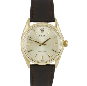 Vintage 1969 Rolex Oyster Perpetual Champagne 18K Yellow Gold Swiss Watch 1005