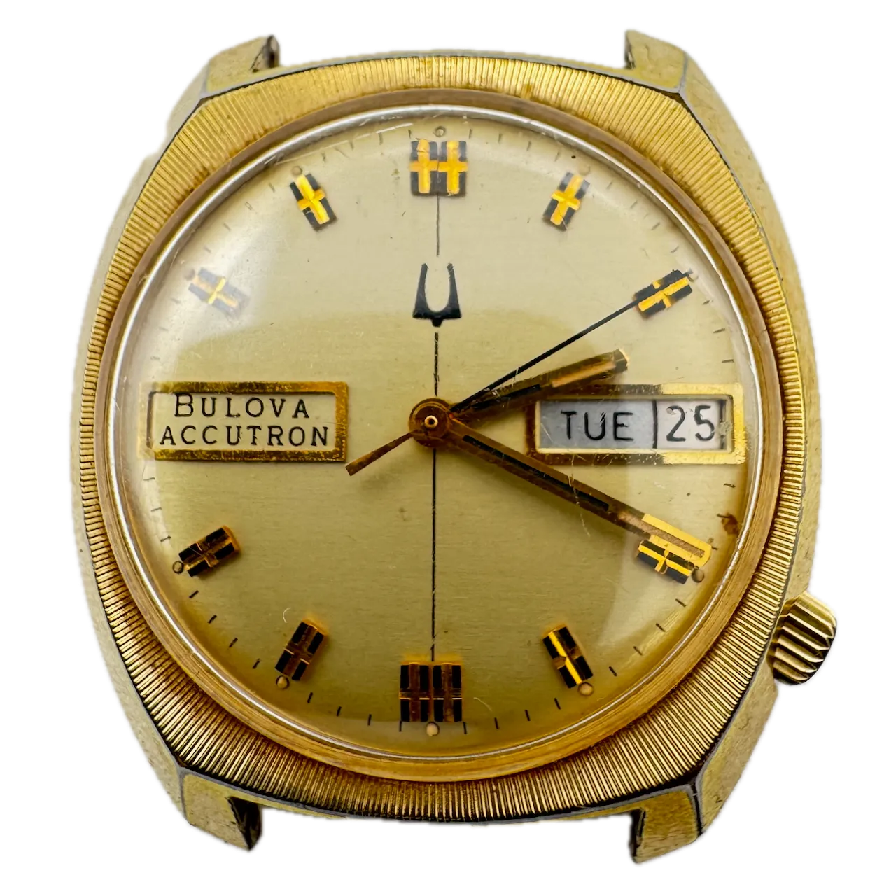 Vintage 1976 Accutron G3628 Day Date Men's Tuning Fork Wristwatch 218 Gold Tone