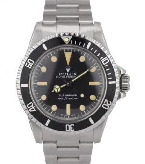 Vintage 1981 Rolex Submariner 5513 MAXI MK2 YELLOW Black 6.7x No Date Watch