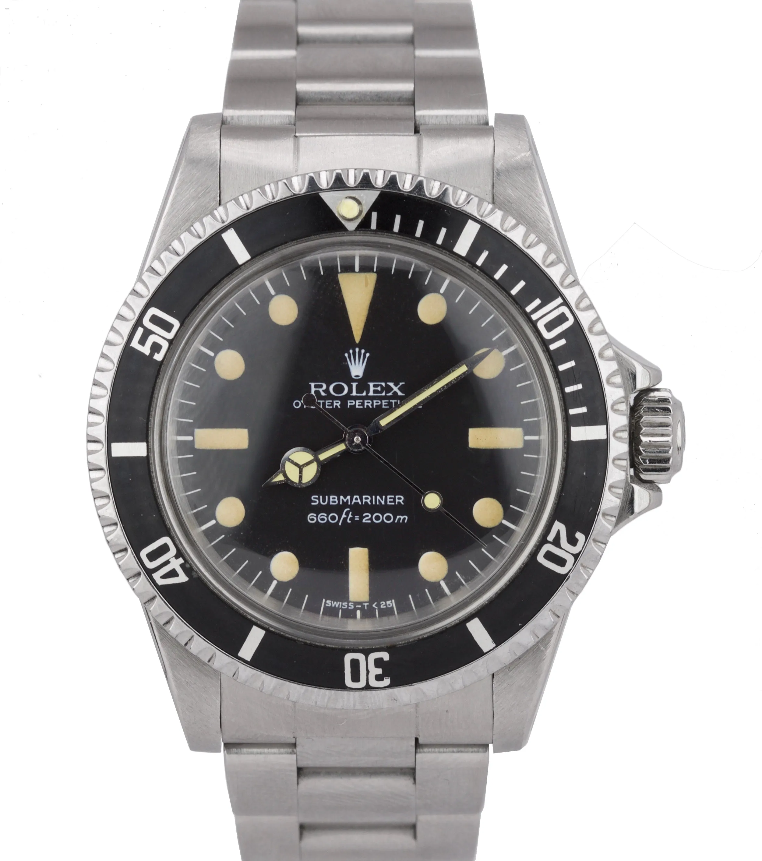 Vintage 1981 Rolex Submariner 5513 MAXI MK2 YELLOW Black 6.7x No Date Watch