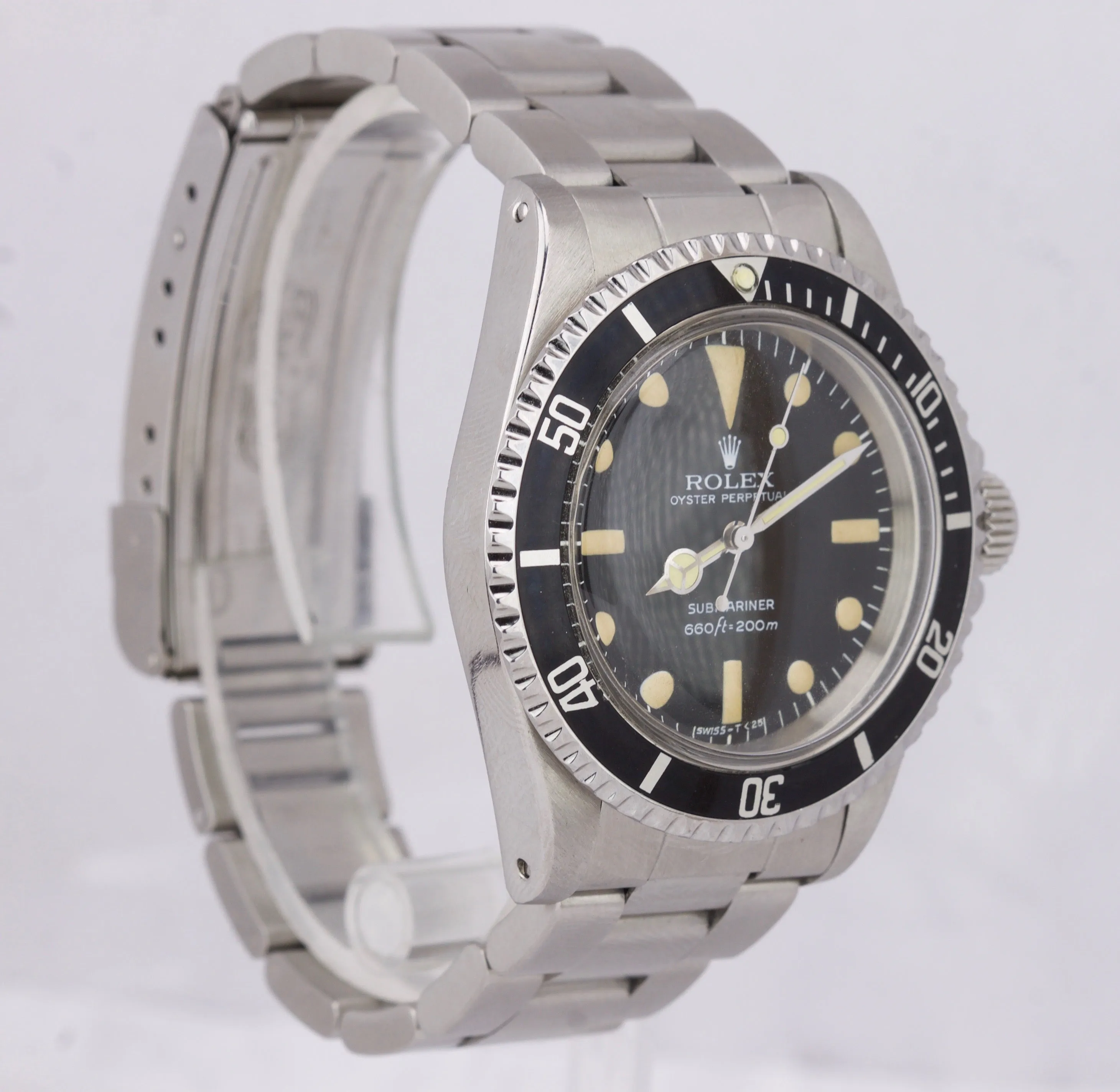 Vintage 1981 Rolex Submariner 5513 MAXI MK2 YELLOW Black 6.7x No Date Watch