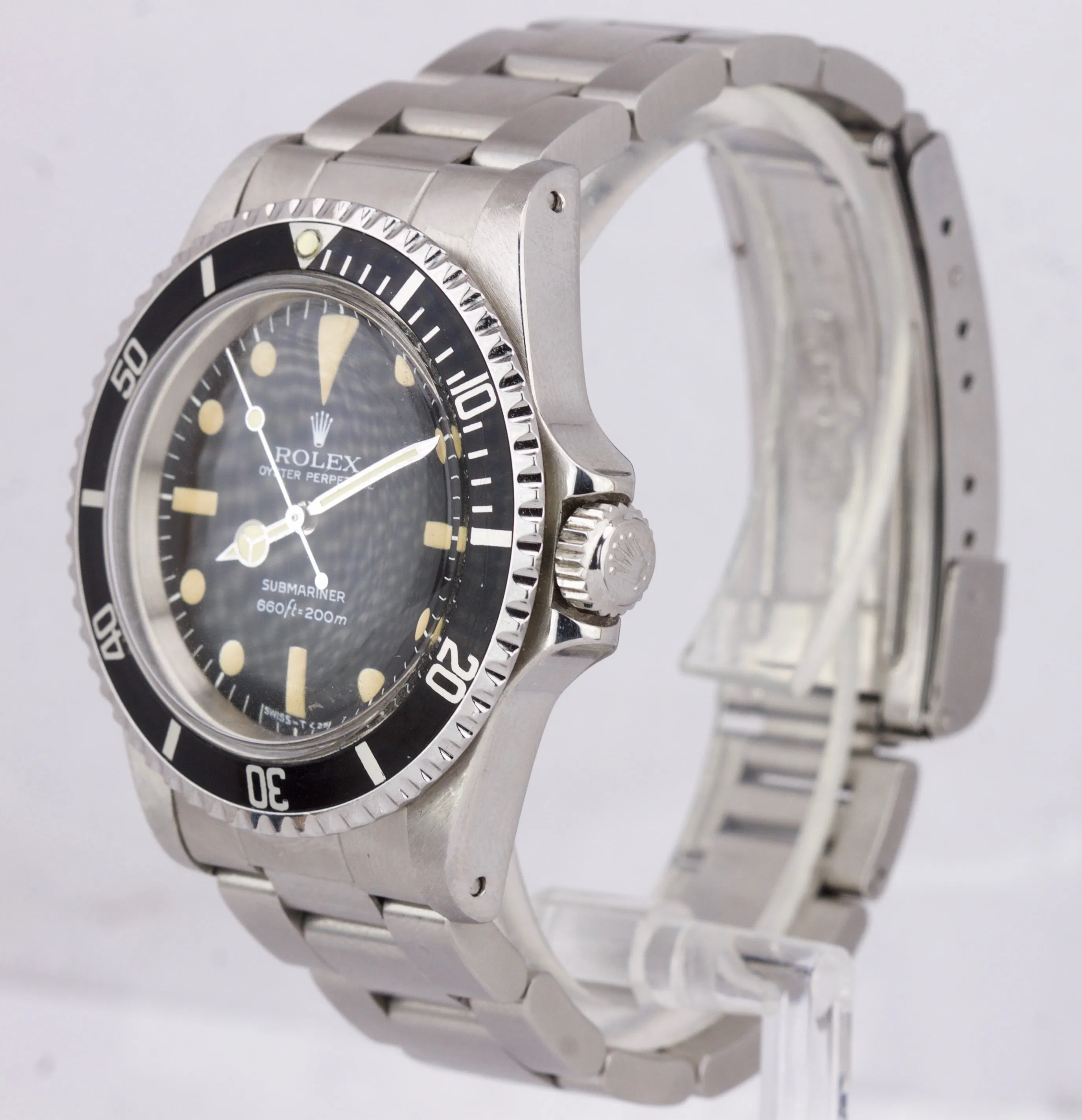 Vintage 1981 Rolex Submariner 5513 MAXI MK2 YELLOW Black 6.7x No Date Watch