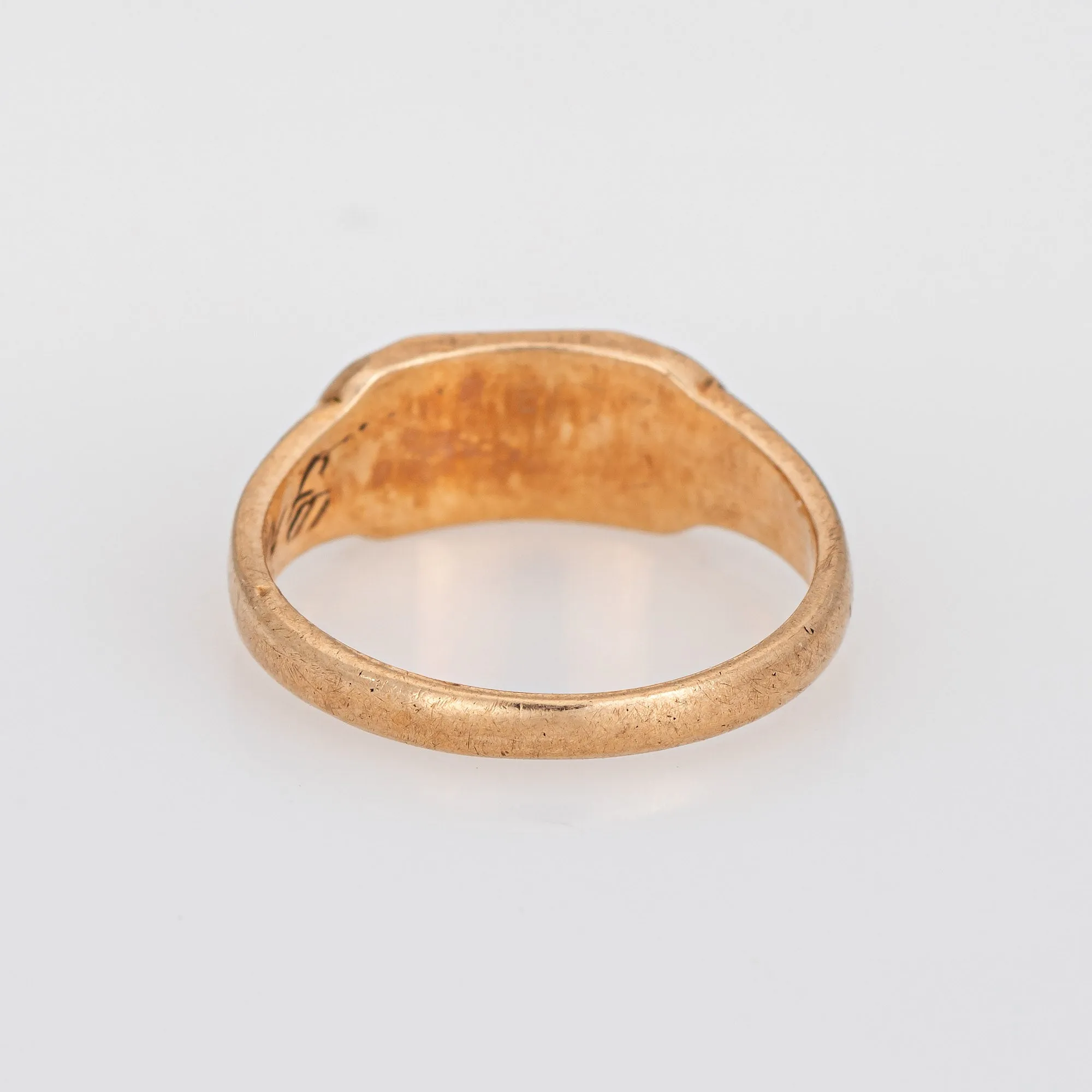 Vintage Art Deco Baby Ring Letter D Signet 10k Rose Gold Filigree Tiny Midi