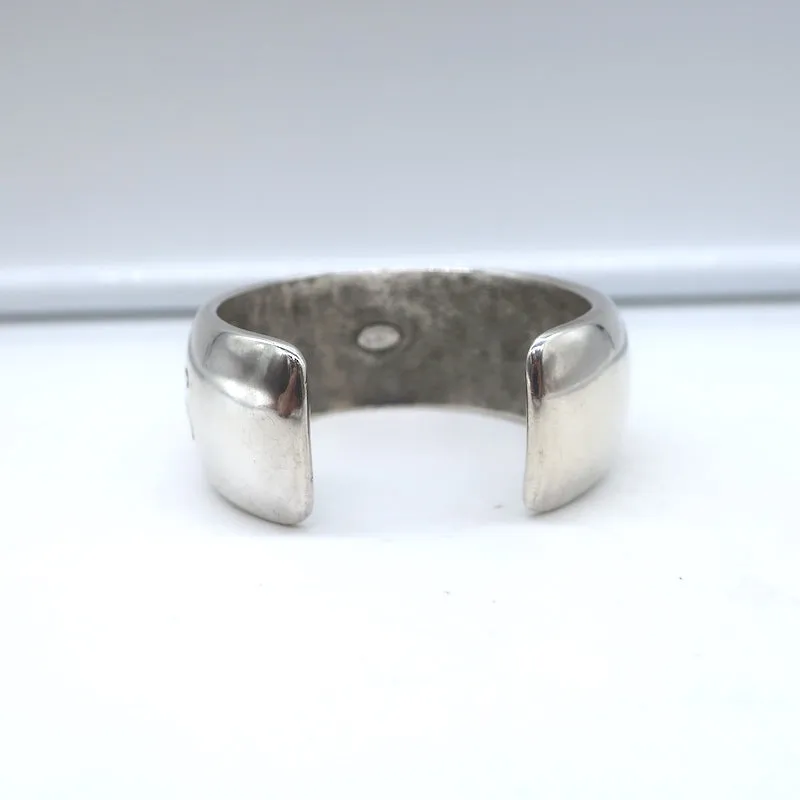 Vintage Chanel 96P Logo Cuff Bracelet Silver