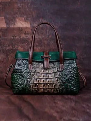 Vintage Cowhide Embossed Handbag Crossbody Bag