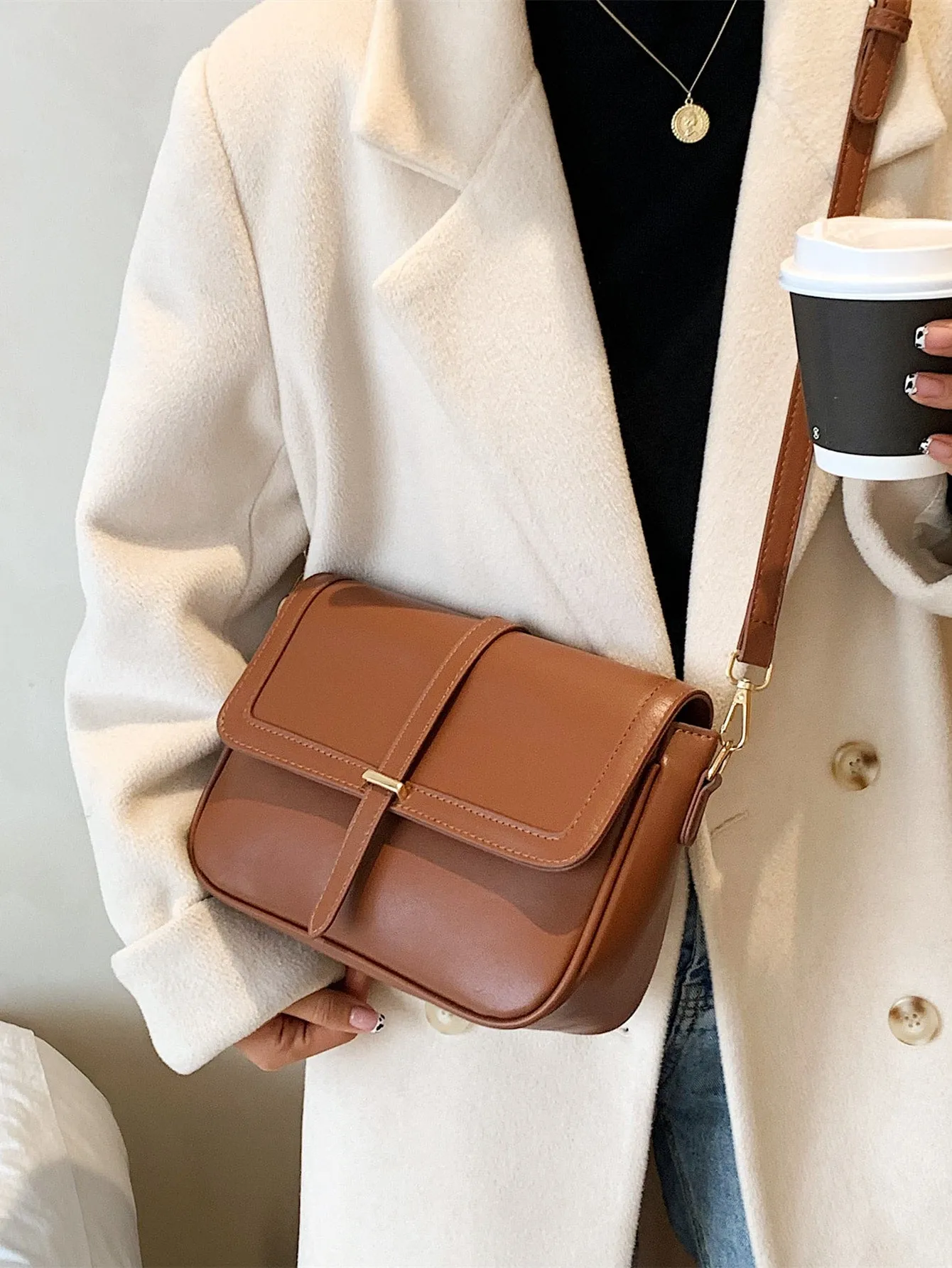 Vintage Flap Square Bag - Brown