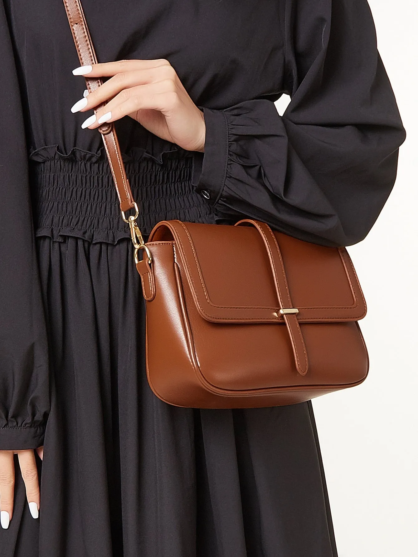 Vintage Flap Square Bag - Brown
