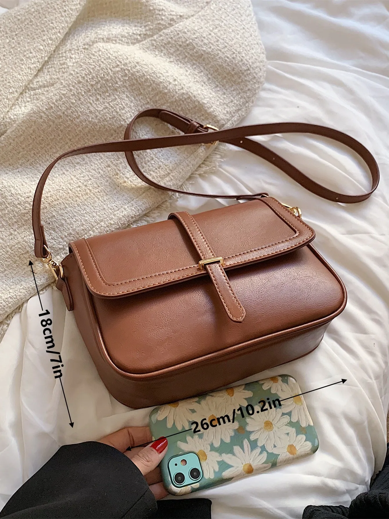 Vintage Flap Square Bag - Brown