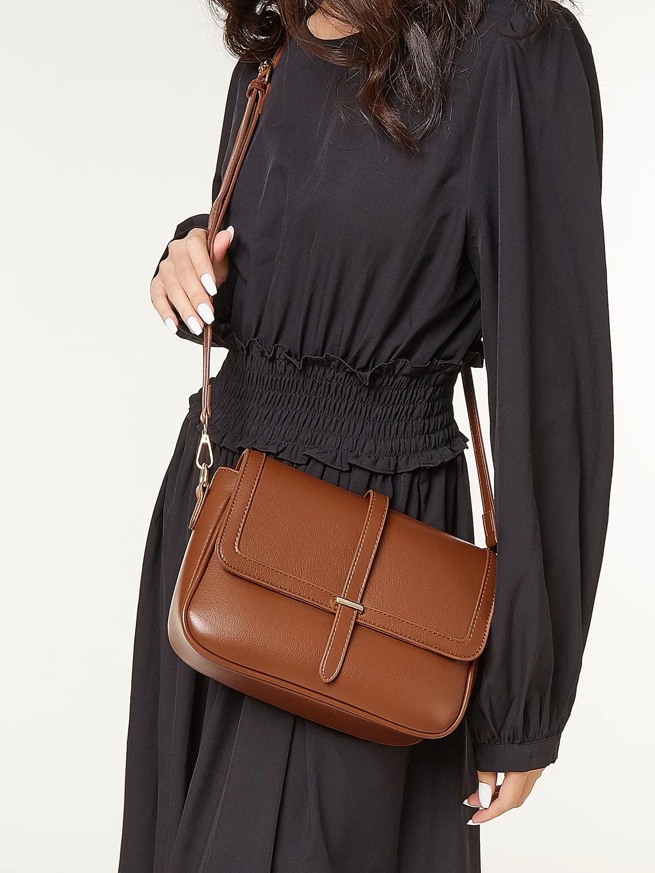 Vintage Flap Square Bag - Brown