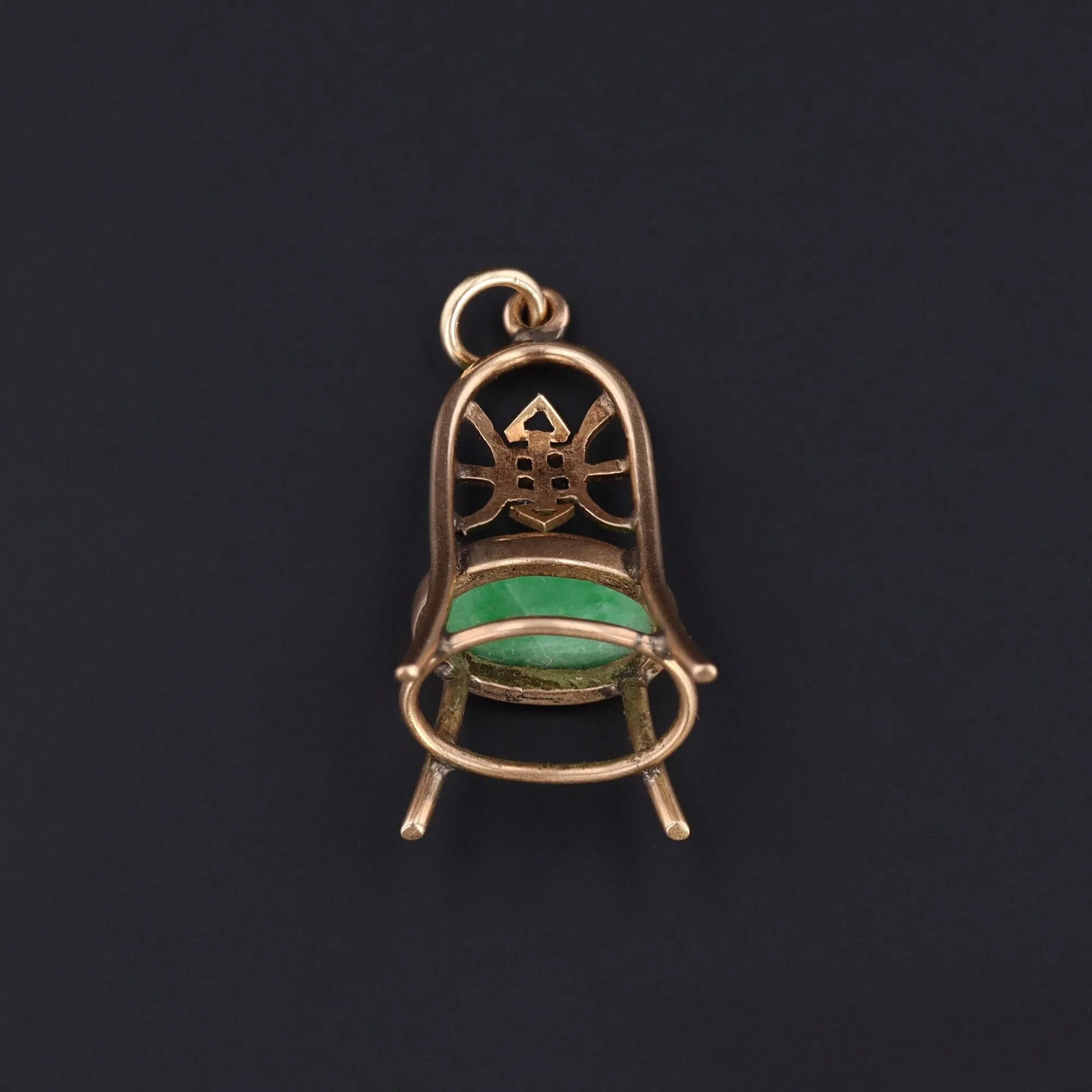 Vintage Jade Chair Charm of 14k Gold