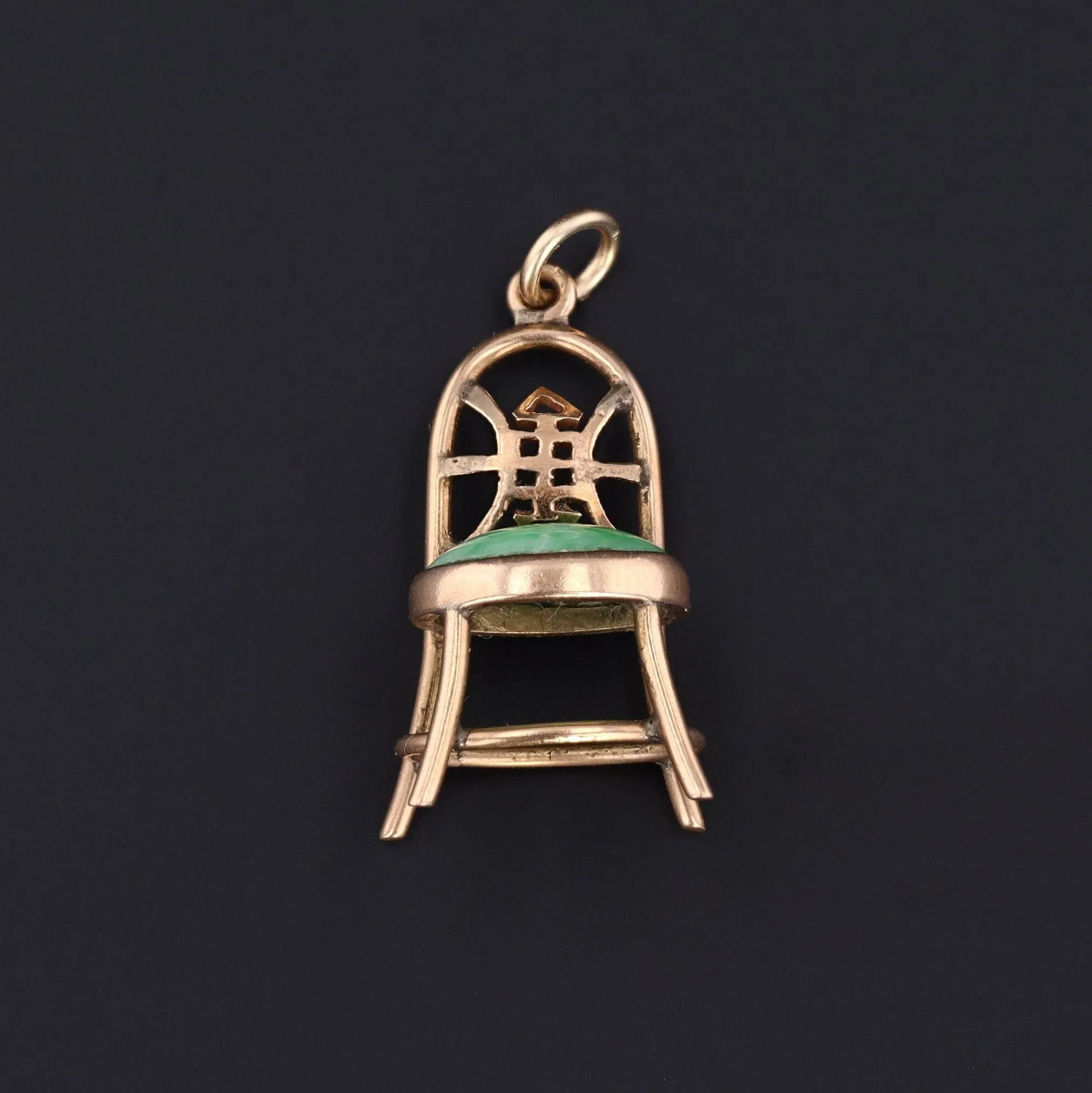 Vintage Jade Chair Charm of 14k Gold