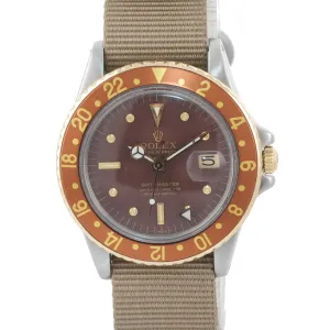 VINTAGE Rolex GMT-Master 1675 Two-Tone Root BEER Gold Steel Nipple Watch