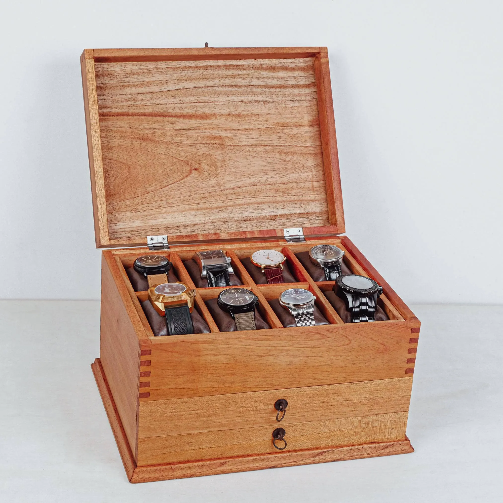 Watch Box with Two Drawers for 8 Watches Cedar Wood