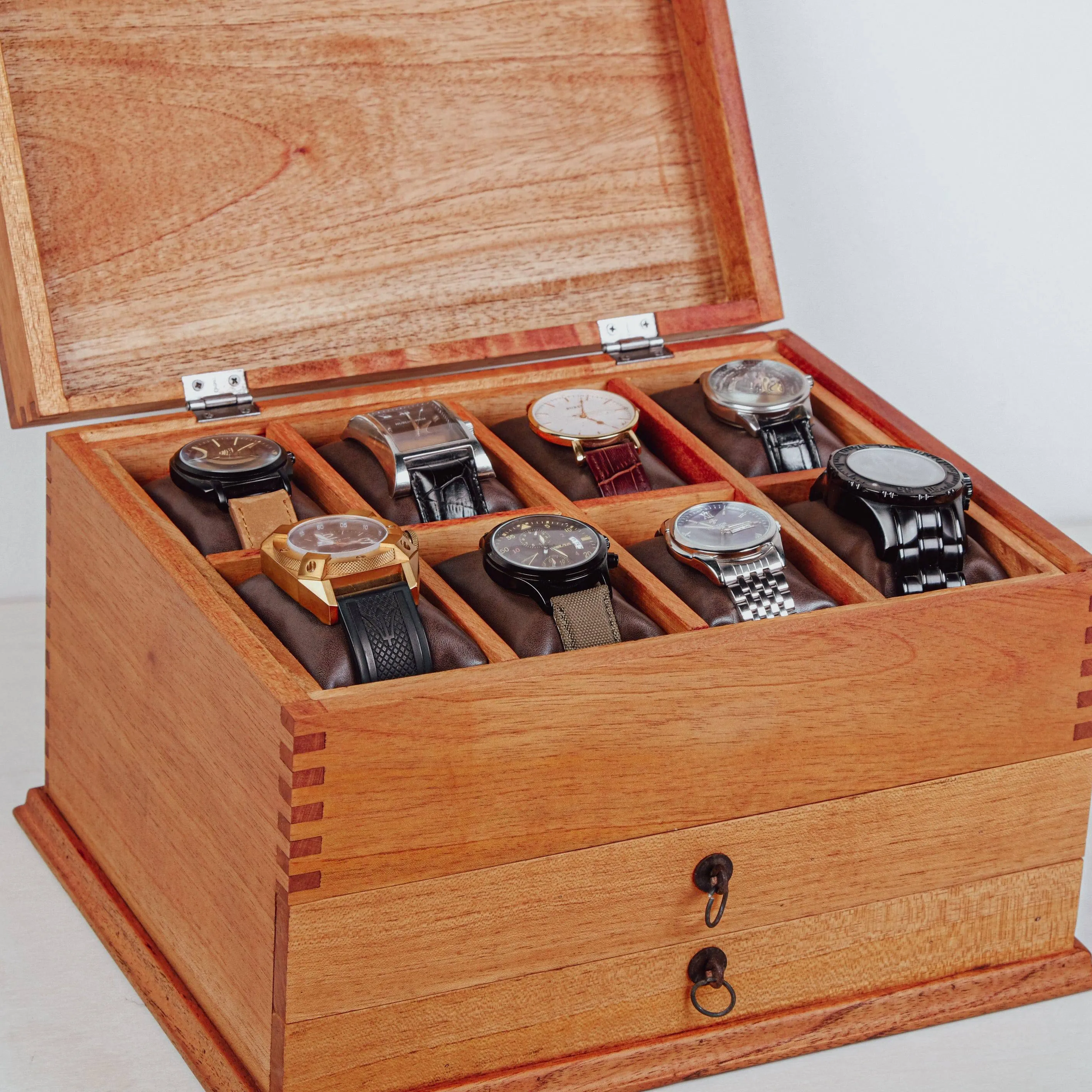 Watch Box with Two Drawers for 8 Watches Cedar Wood