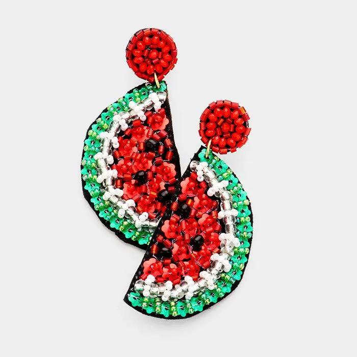 Watermelon Seed Bead Earrings
