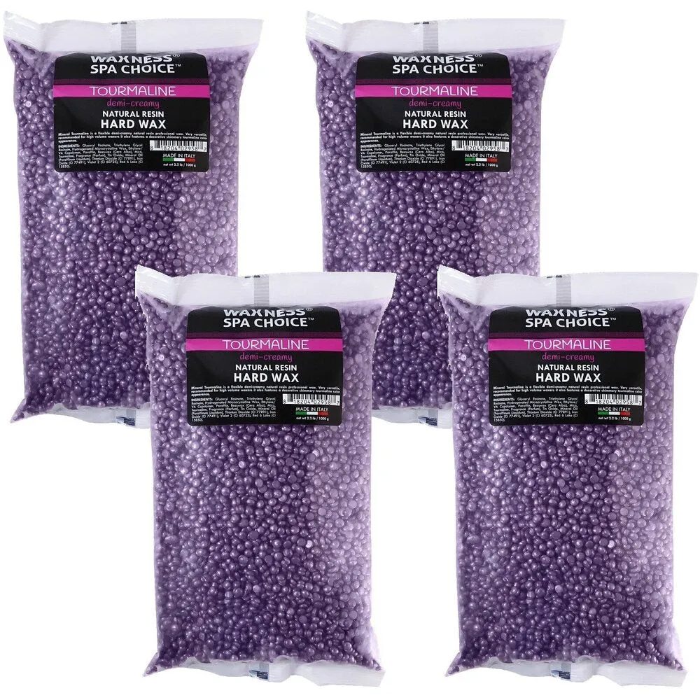 Waxness Spa Choice Metallic Tourmaline Demi Creamy Hard Wax Beads - Made in Italy / 2.2 lbs. - 35.27 oz. - 1 kg. Each X 4 Bags = 8.8 Lbs