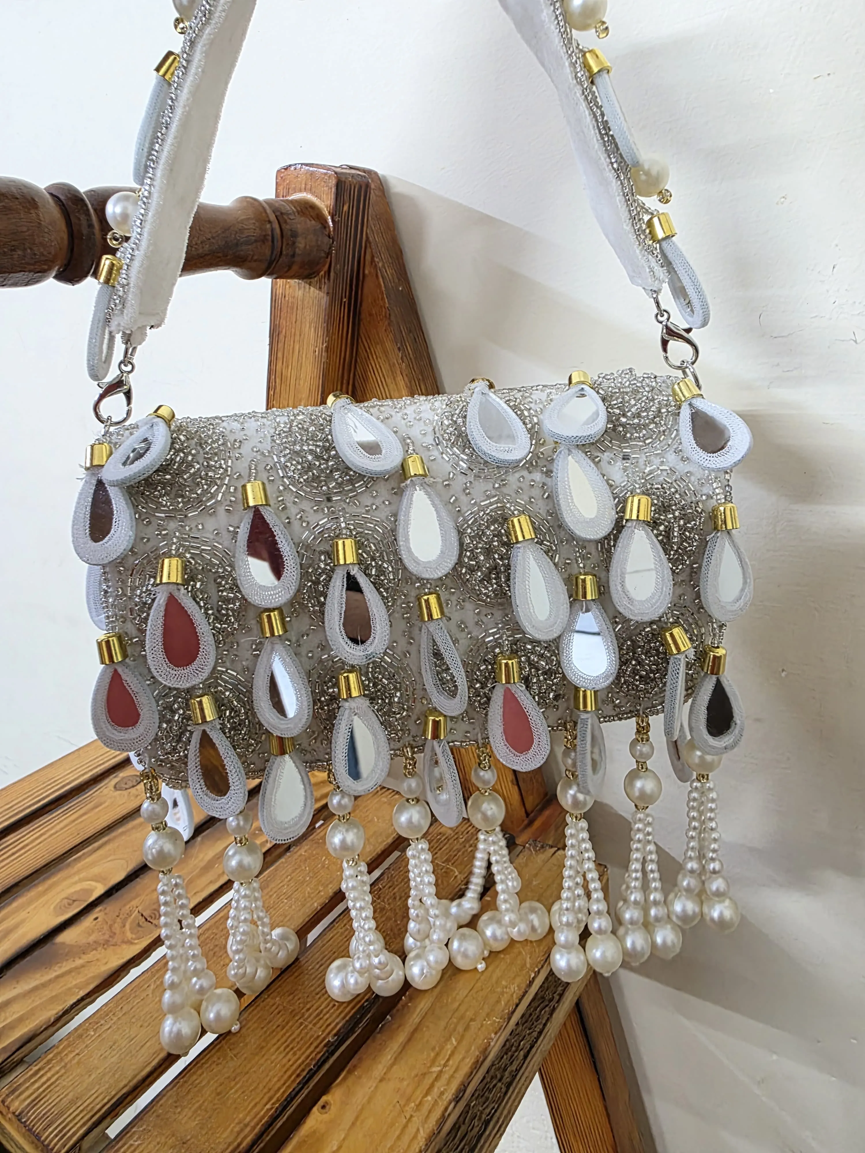 White Mirror Flap Bag