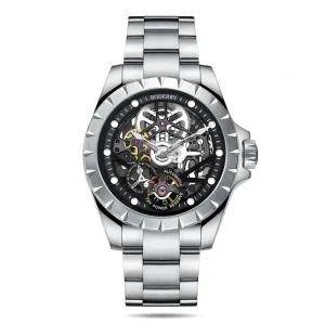 WINDMILL - Original Skeleton Hi-beat(28,800 bph) with 72 hrs Power-reserve Automatic Watch | Black Dial & Bracelet