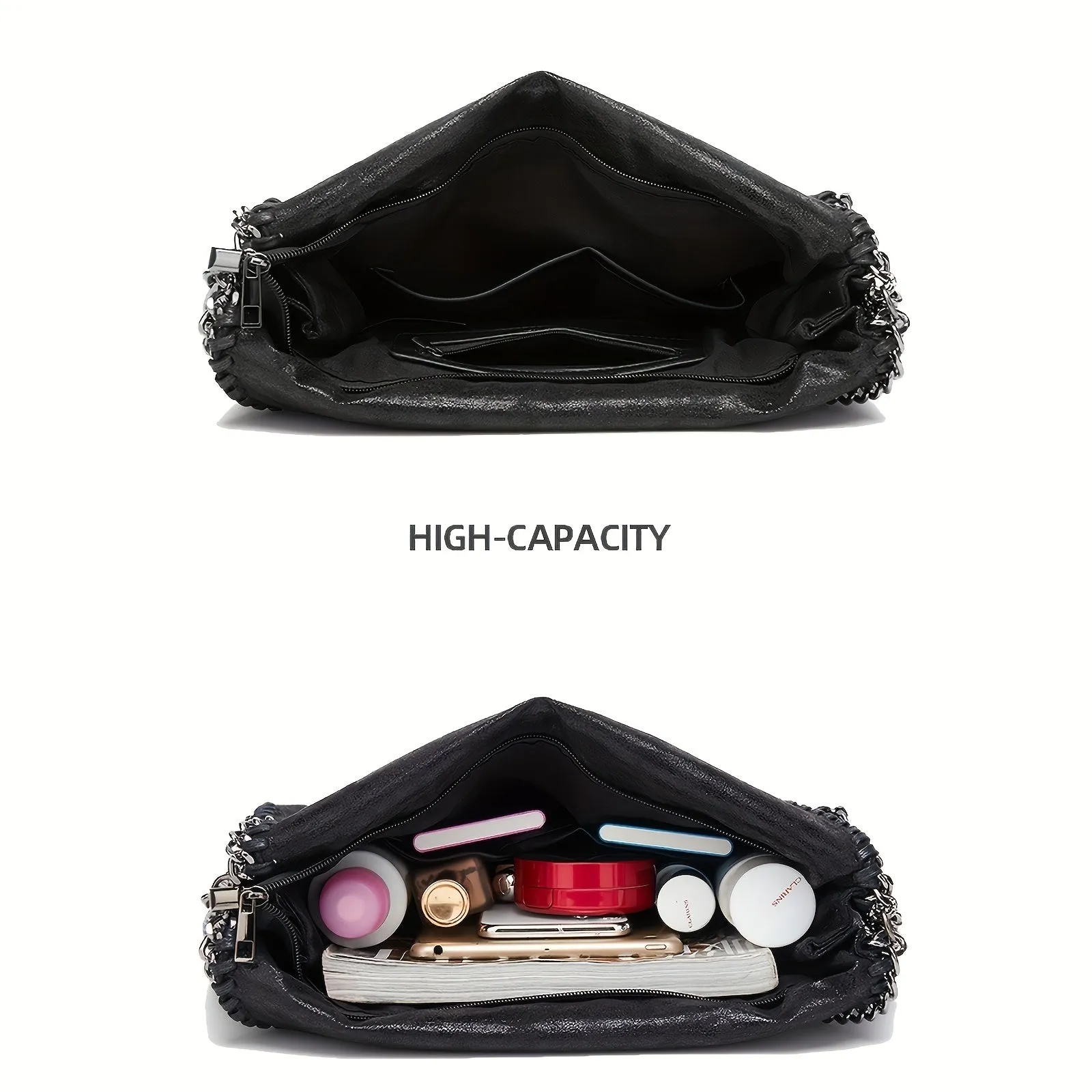Womens Handbags Soft Leather Fashion Designer Top-Handle Casual Pocket Ladies Tote Portable Chain Large Shoulder Crossbody Bags Black Birthday Present