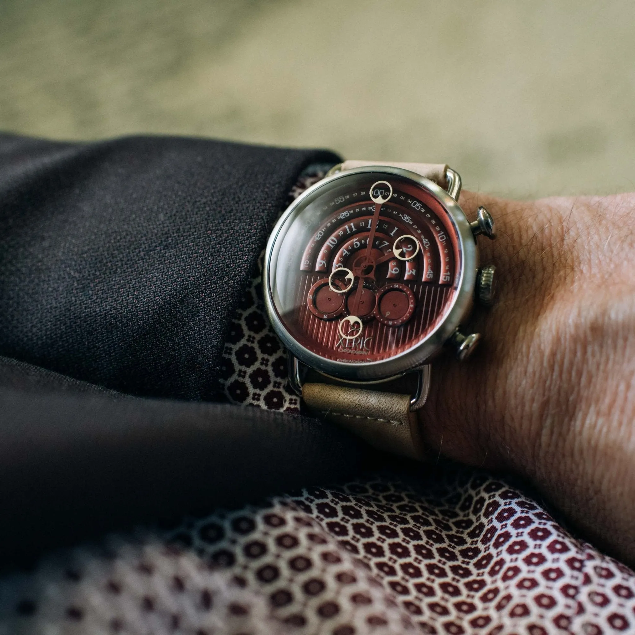 Xeric Halograph Chrono Sapphire Silver Oxblood