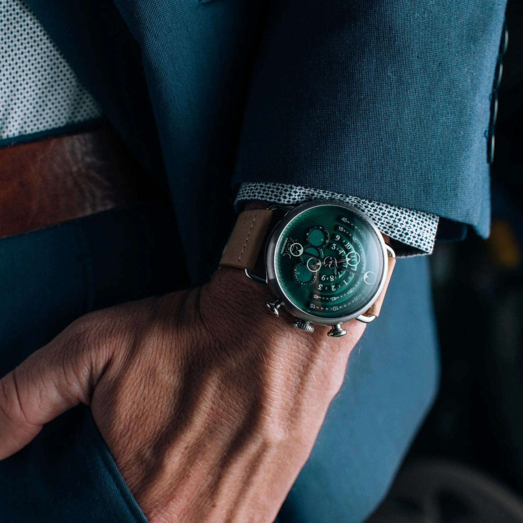Xeric Halograph Chrono Sapphire Silver Pacific Green