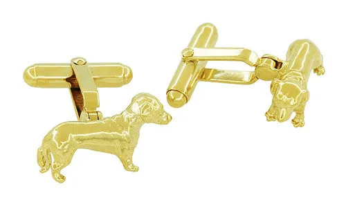 Yellow Gold Plated Solid Sterling Silver Dachshund Cufflinks