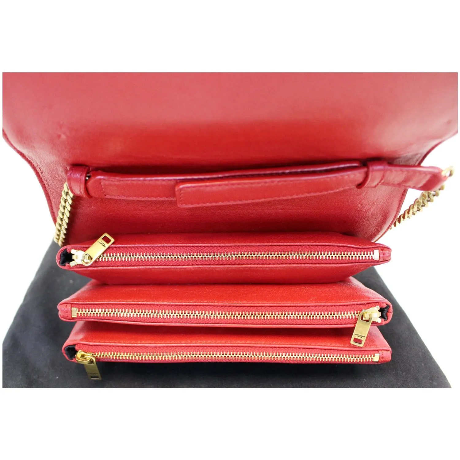 YVES SAINT LAURENT Angie Chain Diamond Quilted Lambskin Shoulder Bag Red